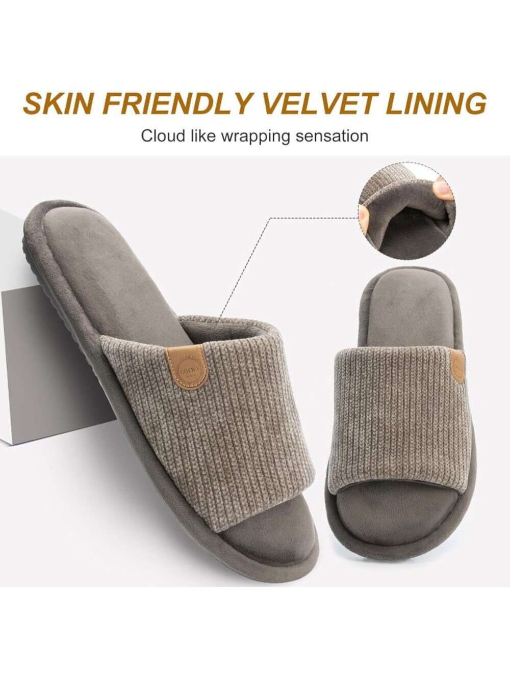 Men's Grey Cozy Memory Foam Slippers Indoor Outdoor Slip On House Shoes - Picture 4 of 6